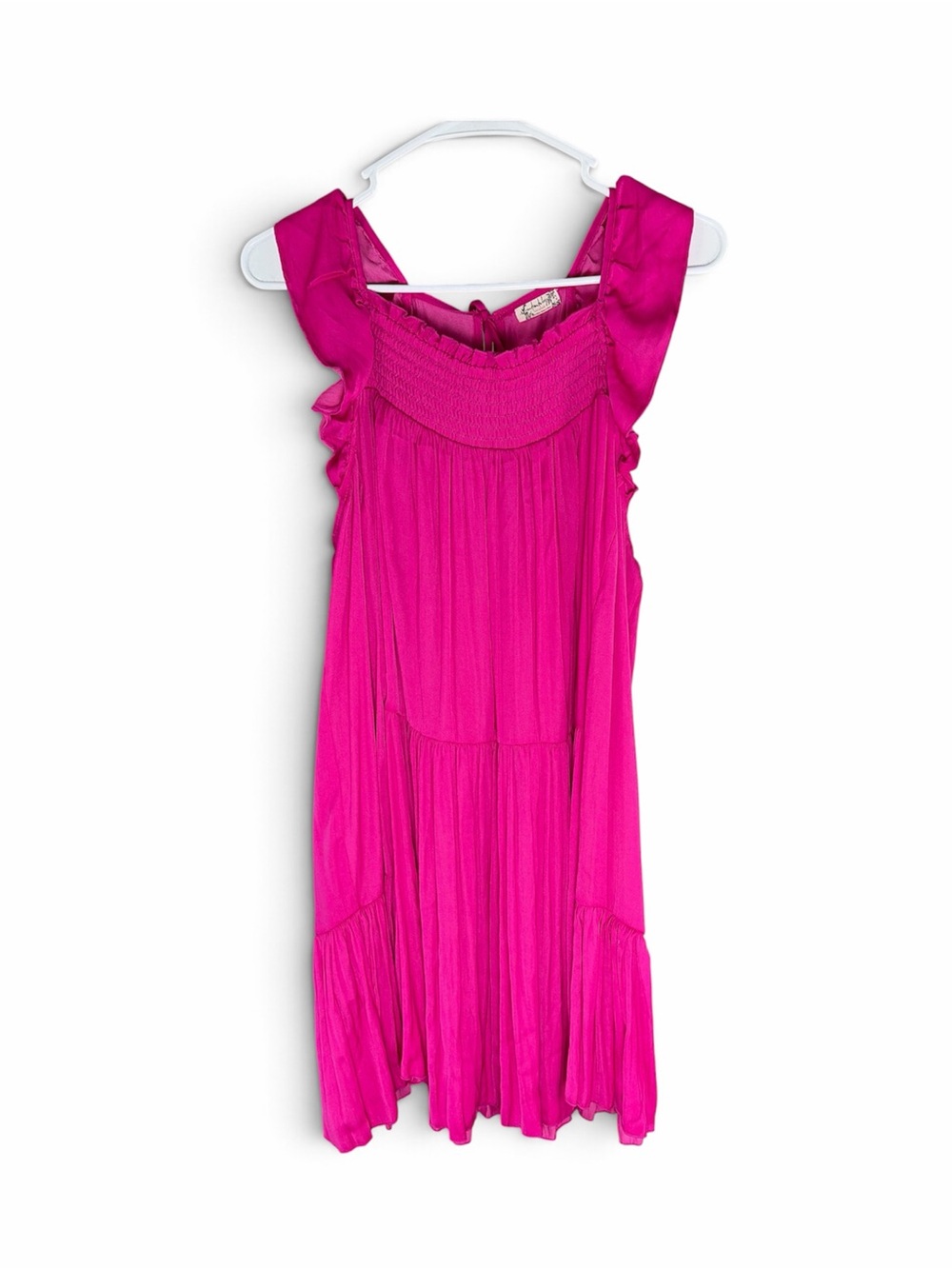 Free People Intimately Deep Orchid Ruffle Smocked Mini Dress M OB1006523 NWT